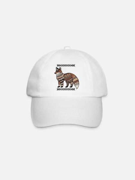 Boho-Fuchs: Stilvolles Design für Naturfans - Baseballkappe - Weiß/Weiß