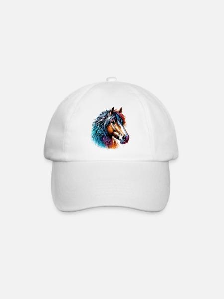 Pferd - Baseballkappe - Weiß/Weiß