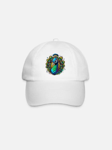 Pfau - Baseballkappe - Weiß/Weiß