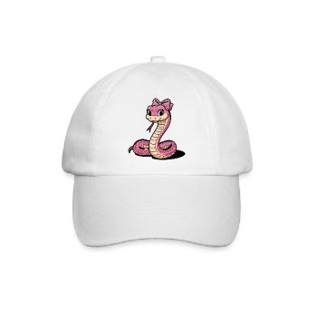 Rosa Schleife Schlange Karikatur - Baseballkappe - Weiß/Weiß - Vorne