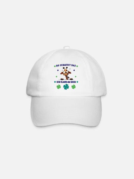 Du schaffst das! Glücksbringer Crazy Giraffe - Baseballkappe - Weiß/Weiß