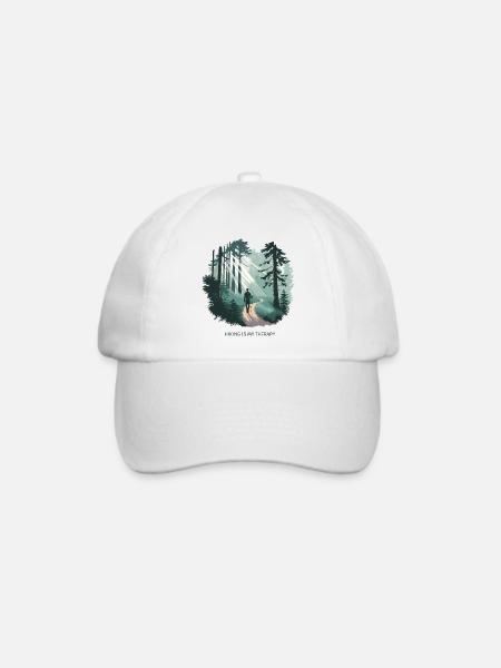 Hiking is My Therapy – Natur & Wald - Baseballkappe - Weiß/Weiß