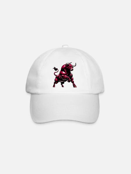 Stier - Baseballkappe - Weiß/Weiß
