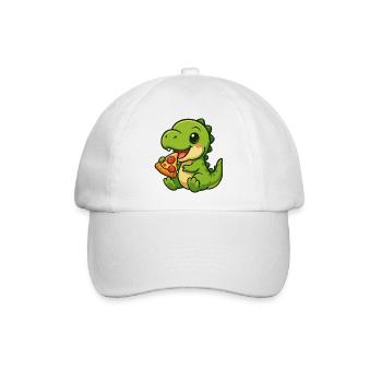 Süßer Dino T-Rex Pizza Pizzaliebhaber Cartoon - Baseballkappe - Weiß/Weiß - Vorne