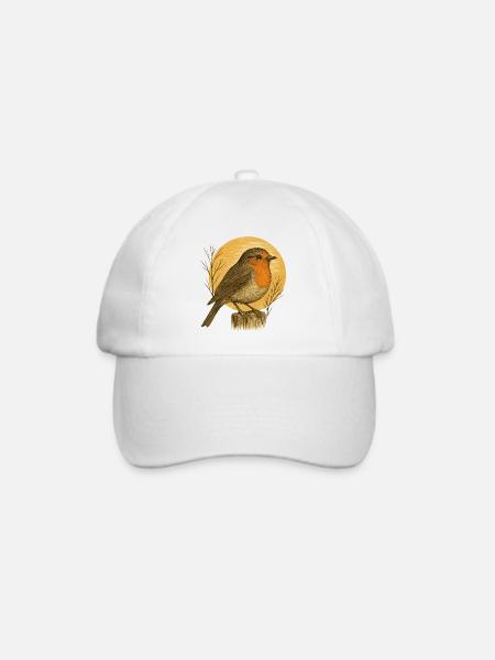 Rotkehlchen - Gartenvögel - Baseballkappe - Weiß/Weiß