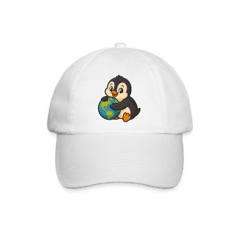 Pinguin auf der Erde Umweltschutz Naturliebhaber - Baseballkappe - Weiß/Weiß - Vorne