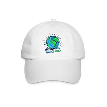 Erde & Schriftzug (Blue Planet Green) - Baseballkappe - Weiß/Weiß - Vorne