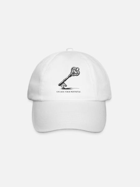 Schlüsselmotiv mit Schnörkel Design - Baseballkappe - Weiß/Weiß
