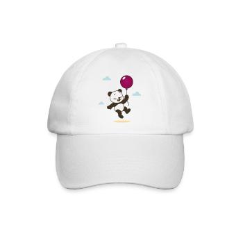 Fröhlicher Panda mit Luftballon - Baseballkappe - Weiß/Weiß - Vorne
