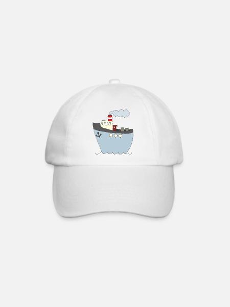 Verspieltes Schiffsdesign für Kinderkleidung - Baseballkappe - Weiß/Weiß