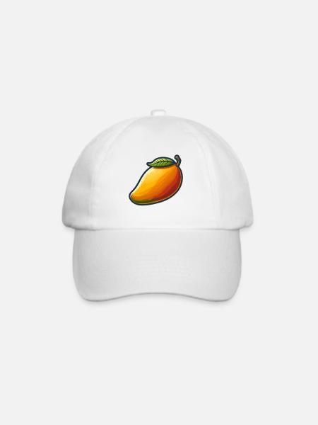 Bunte Mango mit grünem Blatt - Baseballkappe - Weiß/Weiß