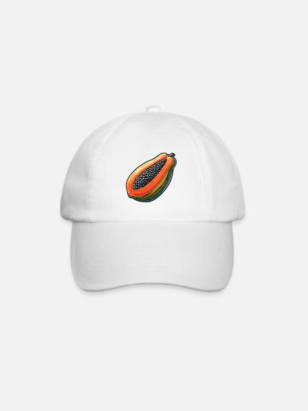 Bunte Sepia-Papaya-Illustration - Baseballkappe - Weiß/Weiß