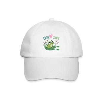 Verliebter Frosch auf Seerose - Baseballkappe - Weiß/Weiß - Vorne