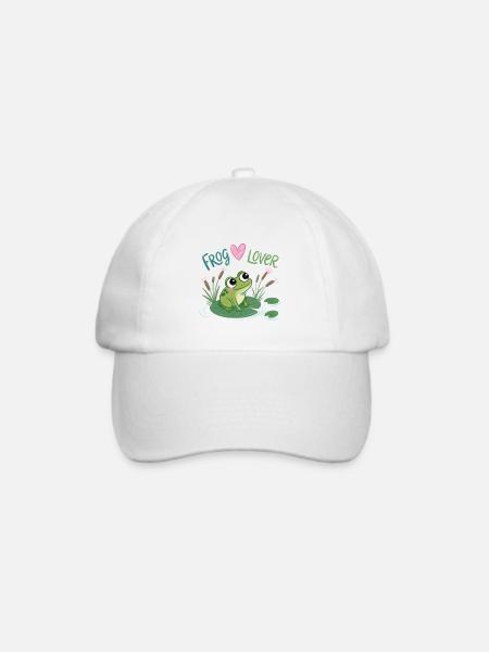 Verliebter Frosch auf Seerose - Baseballkappe - Weiß/Weiß