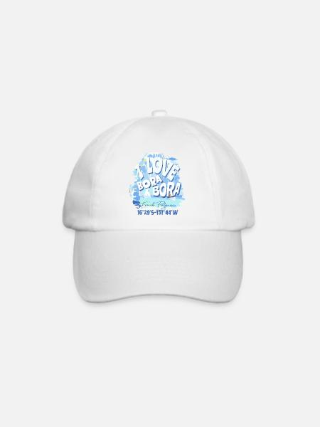 Design Ich liebe Bora Bora Bleu - Baseballkappe - Weiß/Weiß