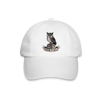 Eule auf Büchern weiß alles - Baseballkappe - Weiß/Weiß - Vorne
