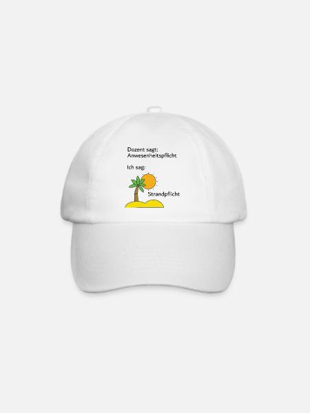 Unispruch "Strandpflicht" Geschenk, Studenten - Baseballkappe - Weiß/Weiß