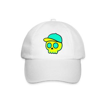 Neon Schädel Cap Streetwear - Baseballkappe - Weiß/Weiß - Vorne