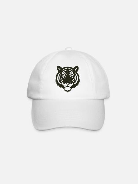 Tiger Silhouette - Baseballkappe - Weiß/Weiß
