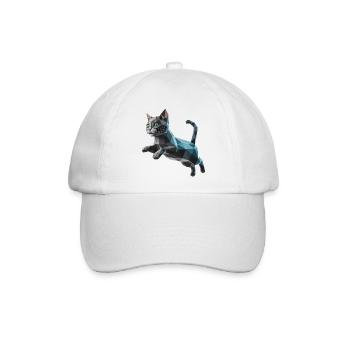 Kätzchen - Cooles Low-Poly-Logo - Baseballkappe - Weiß/Weiß - Vorne