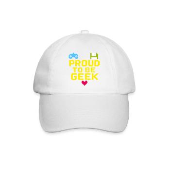 Stolzer Retro-Pixel-Geek - Baseballkappe - Weiß/Weiß - Vorne
