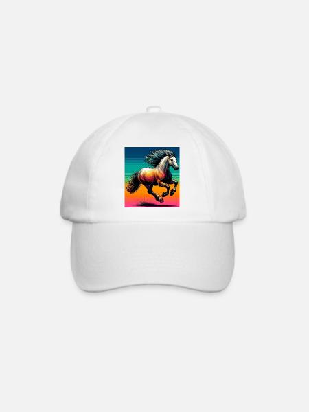 Pferd - Baseballkappe - Weiß/Weiß