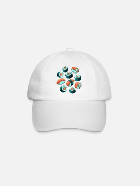 Sushi Muster Cartoon Set - Baseballkappe - Weiß/Weiß