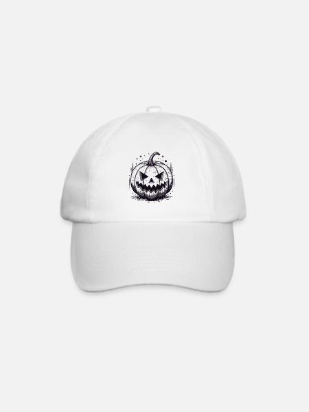 Schwarzer Jackolantern Kürbis - Baseballkappe - Weiß/Weiß