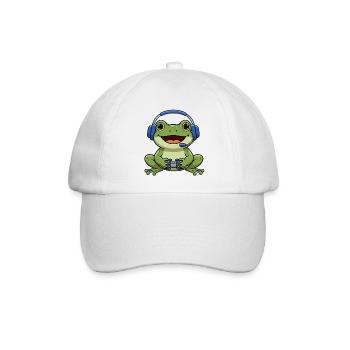 Frosch beim Gamen - Baseballkappe - Weiß/Weiß - Vorne
