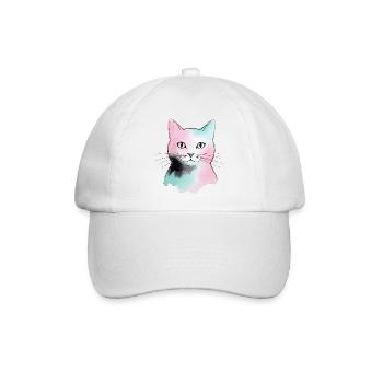 Pastellkatze Wasserfarben - Baseballkappe - Weiß/Weiß - Vorne