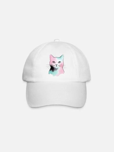 Pastellkatze Wasserfarben - Baseballkappe - Weiß/Weiß