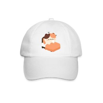 Schläfrige Schildkrötenkatze - Baseballkappe - Weiß/Weiß - Vorne