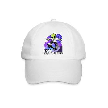 Außerirdischer Skater jenseits der Erde - Baseballkappe - Weiß/Weiß - Vorne
