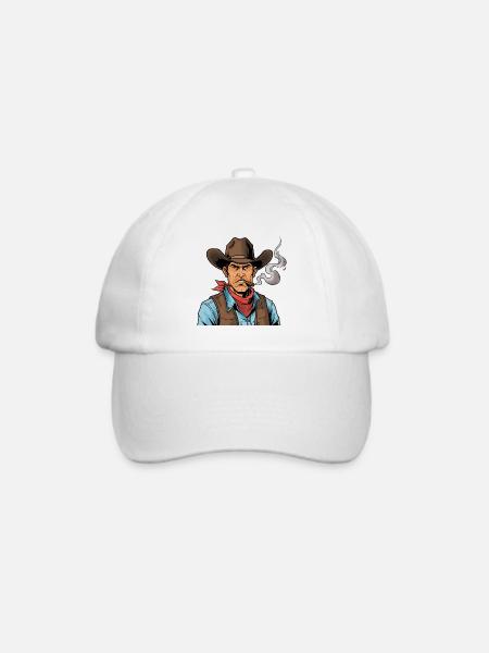 Cowboy mit Zigarre - Baseballkappe - Weiß/Weiß
