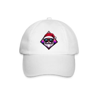Santa mit Sonnenbrille  - Baseballkappe - Weiß/Weiß - Vorne