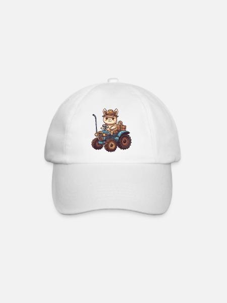 Alpaka Llama Traktor Farmer - Baseballkappe - Weiß/Weiß