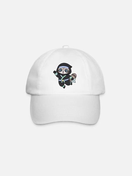 Ninja Waschbär im Ninja-Outfit - Baseballkappe - Weiß/Weiß