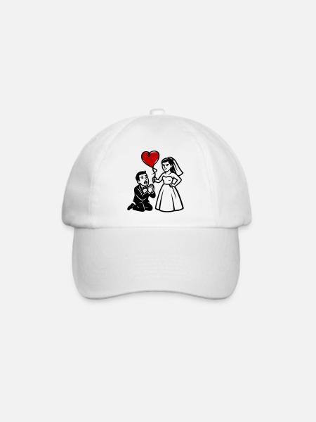 Brautpaar Heiratsantrag Rotes Herz - Baseballkappe - Weiß/Weiß