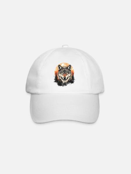 Wolf Wolfskopf Wald Natur Berge Wildnis Bunt - Baseballkappe - Weiß/Weiß