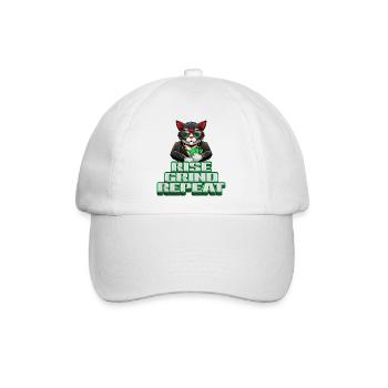 rise, grind, repeat - 3D Motivations Katze Hustle - Baseballkappe - Weiß/Weiß - Vorne