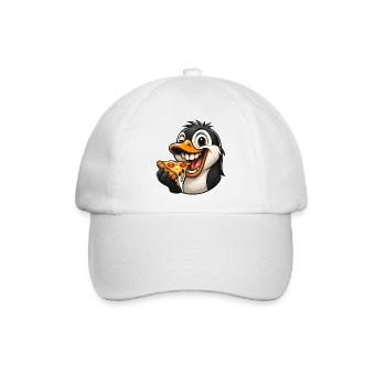 Süßer Cartoon Pinguin Pizza Pizzaliebhaber Italien - Baseballkappe - Weiß/Weiß - Vorne