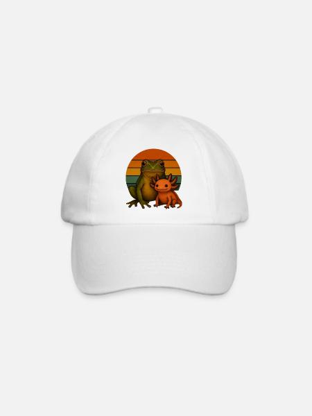 Frosch und Axolotl - Baseballkappe - Weiß/Weiß