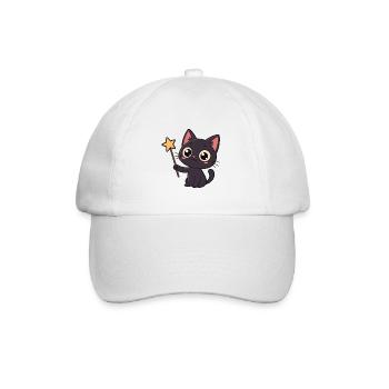 Magische Katze und Sternenzauberstab - Baseballkappe - Weiß/Weiß - Vorne