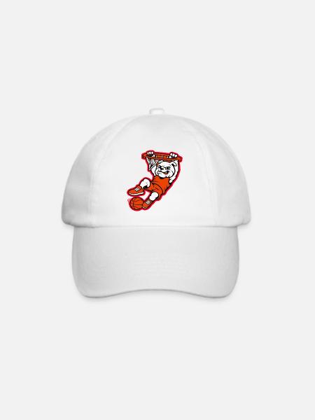 Bulldog Basketball Dunk Maskottchen - Baseballkappe - Weiß/Weiß