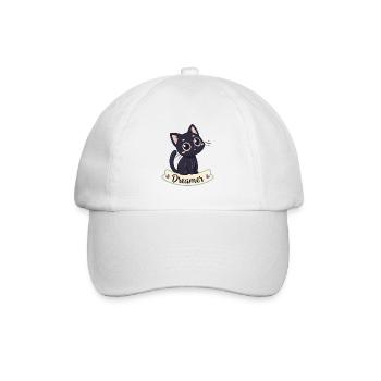 Traumhafte Schwarze Katzen-Kawaii - Baseballkappe - Weiß/Weiß - Vorne