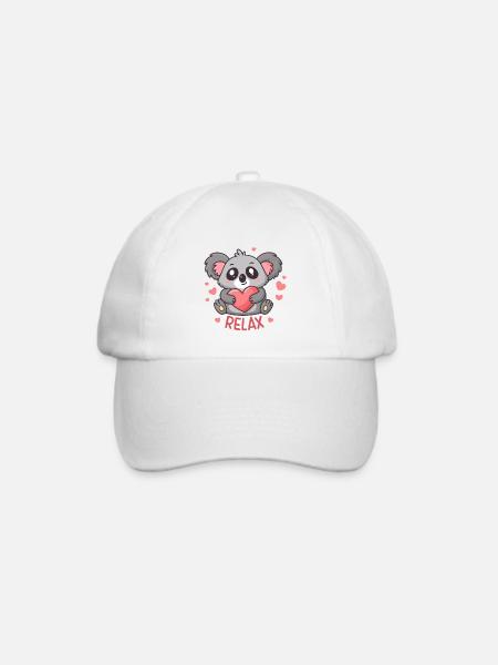 Koala Coeur Relax – Süße Zärtlichkeit - Baseballkappe - Weiß/Weiß