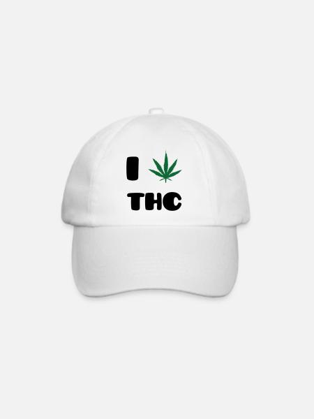 Ich liebe THC – Weed – Cannabis - Baseballkappe - Weiß/Weiß