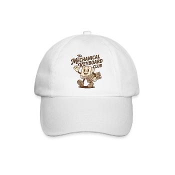 Mechanical Keyboard Club – Retro Mascot Design - Baseballkappe - Weiß/Weiß - Vorne