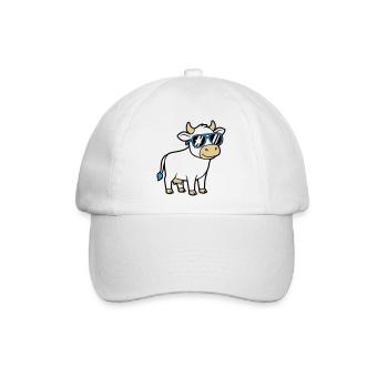 Coole Kuh Sonnenbrille Lässig Vektor - Baseballkappe - Weiß/Weiß - Vorne