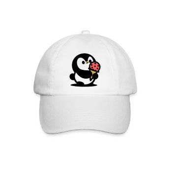 Kleiner Pinguin mit Eis - Baseballkappe - Weiß/Weiß - Vorne
